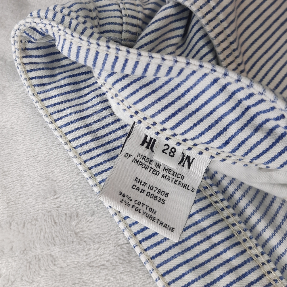 Hudson Striped Croxley Mid Thigh Shorts White & Blue Size 28 - Picture 6 of 8